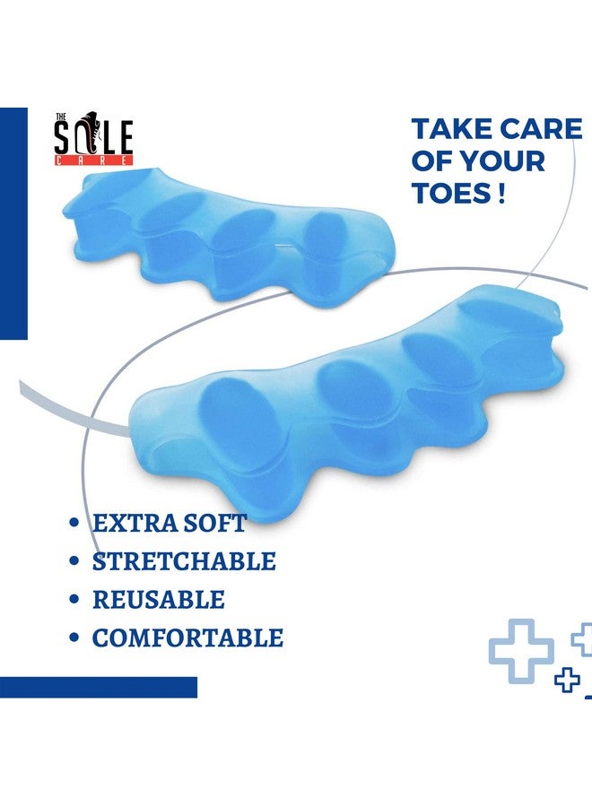 Royalkart The Sole Care Silicone Toe Seperators; Toe Correctors For Overlapping Toes,Blisters,Hammer Toes|(Pack Of 1 Pair Of Toe Spacers)(Blue),Foot_Drop,One Size - Image 1