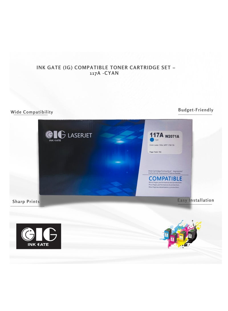 أي جي كارتريدج حبر سماوي متوافق IG – 117A – متوافق مع HP Color Laser 150a، 150nw، MFP 178nw، MFP 179fnw (حتى 700 صفحة) - Image 1