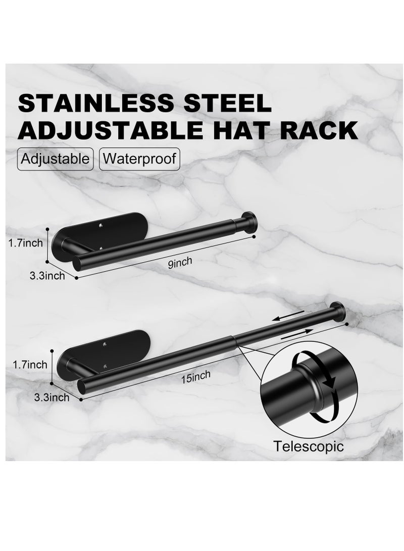 2 Pack Hat Racks for Baseball Caps, Retractable Hat Organizer Holder 20 Caps Stainless Steel Hat Storage Hooks Hanger Strong Adhesive Or Wall Drilled For Closet/Door/Living Room/Bedroom/Entryroom - Image 2