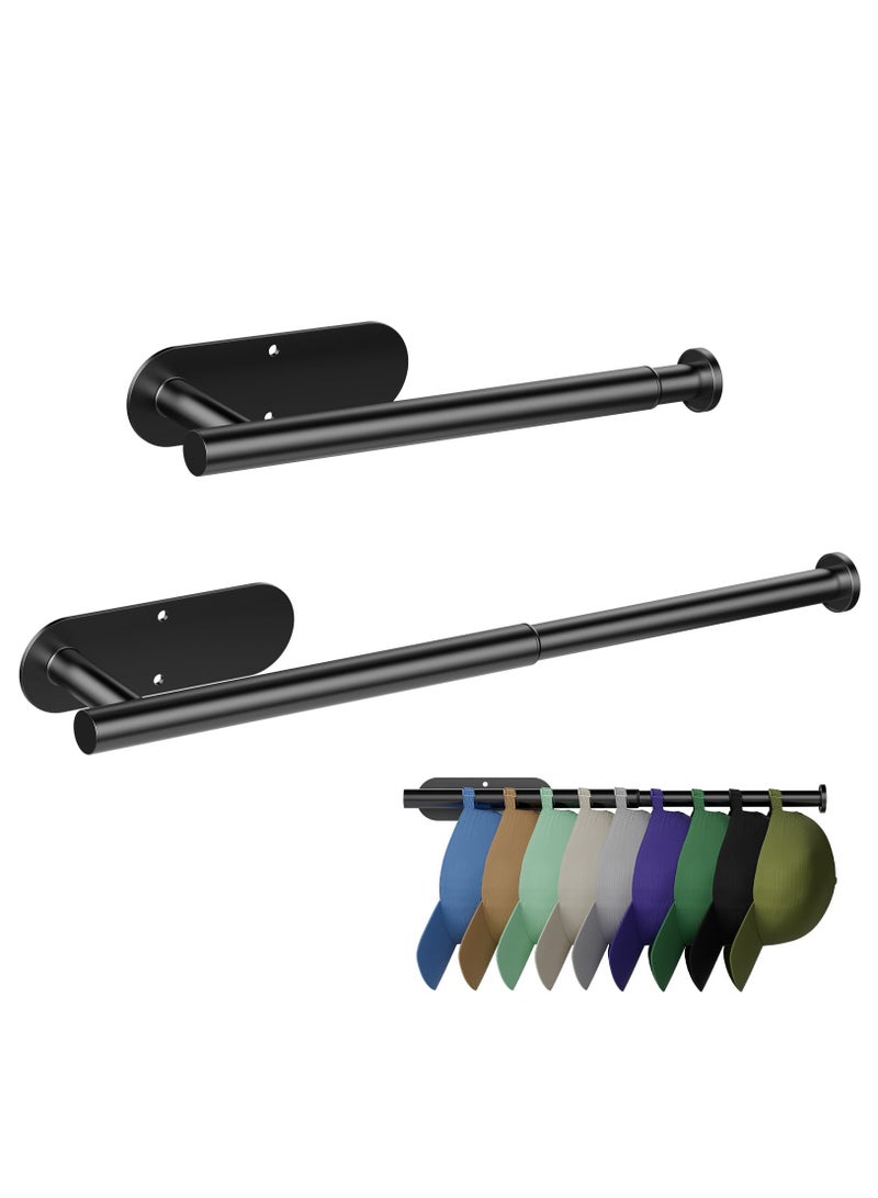 2 Pack Hat Racks for Baseball Caps, Retractable Hat Organizer Holder 20 Caps Stainless Steel Hat Storage Hooks Hanger Strong Adhesive Or Wall Drilled For Closet/Door/Living Room/Bedroom/Entryroom - Image 1