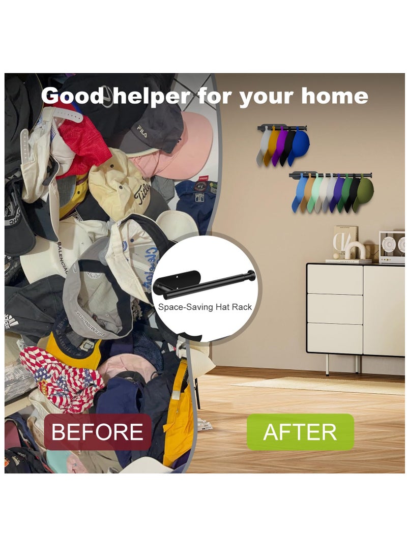 2 Pack Hat Racks for Baseball Caps, Retractable Hat Organizer Holder 20 Caps Stainless Steel Hat Storage Hooks Hanger Strong Adhesive Or Wall Drilled For Closet/Door/Living Room/Bedroom/Entryroom - Image 5