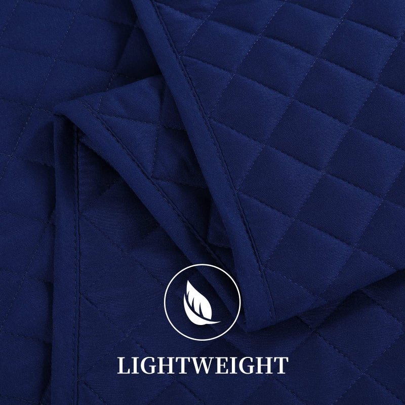 HOMBYS 3 Piece Oversized King Quilt Set Bedspread 128x120 Reversible Lightweight Coverlet Summer Comforter Set (Super King Plus(128x120), Navy) - Image 5