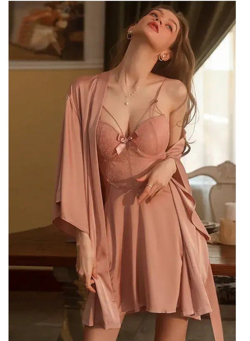 كابريشوس فستان نوم نسائي مزين بالدانتيل بدون أكمام مع حمالات رفيعة، ملابس نوم مريحة وخفيفة للمنزل والاسترخاء - Image 3