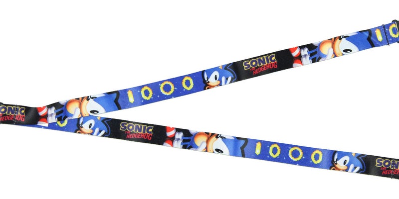 Bioworld Sonic The Hedgehog Lanyard ID Badge Holder Classic Video Game Design w/Rubber Charm and Collectible Sticker - Image 2