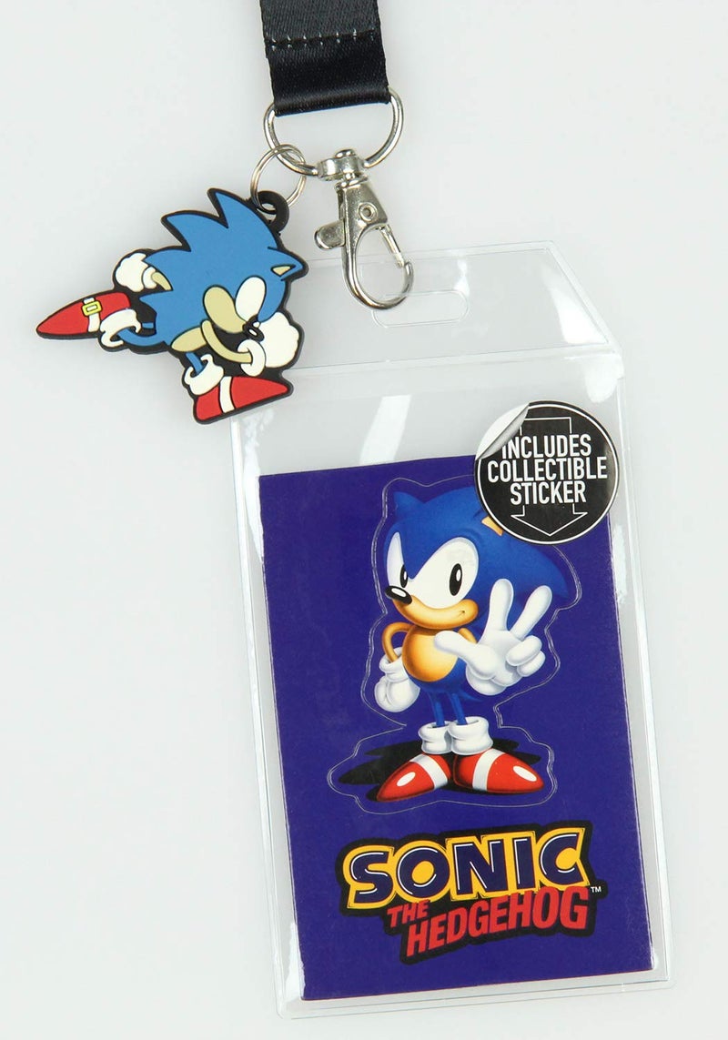 Bioworld Sonic The Hedgehog Lanyard ID Badge Holder Classic Video Game Design w/Rubber Charm and Collectible Sticker - Image 4