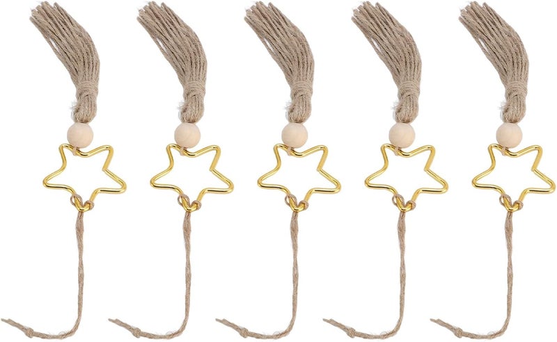 Aramox Wood Bead Jute Rope Tassel Elegant Star Hanging Ornament Long Lasting Decoration Modern Home Decor for Living Room Bedroom Balcony - Image 5