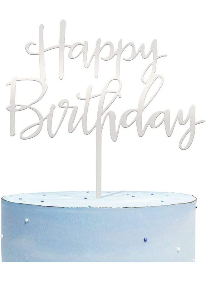 We Happy Pack of 2 Happy Birthday Cake Topper Mirrored Acrylic Cupcake Topper Perfect for Decorations and Party Supplies Silver - Image 5