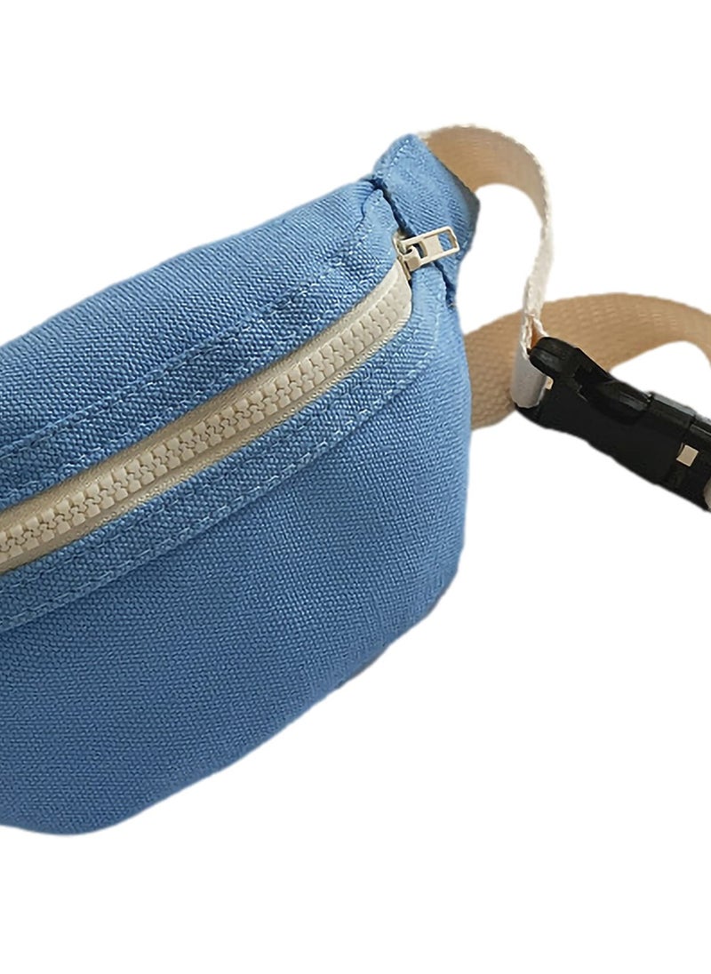 Excefore - Pack, Waist Pack for Kid, Solid Canvas Chest Crossbody Purse Bags, Fashion Belt Bags Gifts for Teen Girls, Bag for Travel Hiking Cycling Running, Blue - Image 1