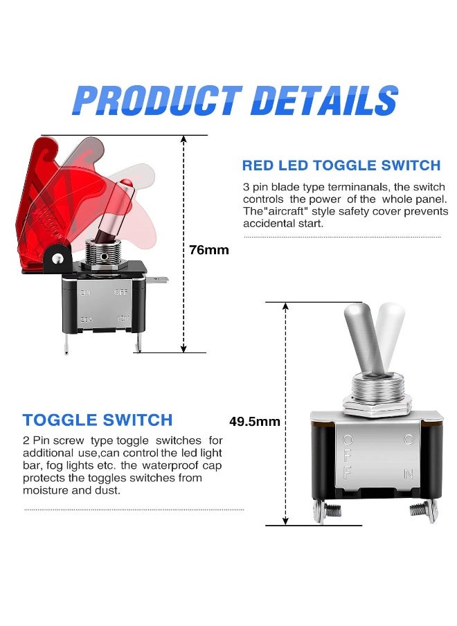 Generic - Ignition Switch Panel 12V 4 in 1 Rocker Switch with Engine Start Button Toggle Switches and Relay Wiring Harness LED - Universal Fit for RV Truck Racing Car Ignition Control Panel - Image 1