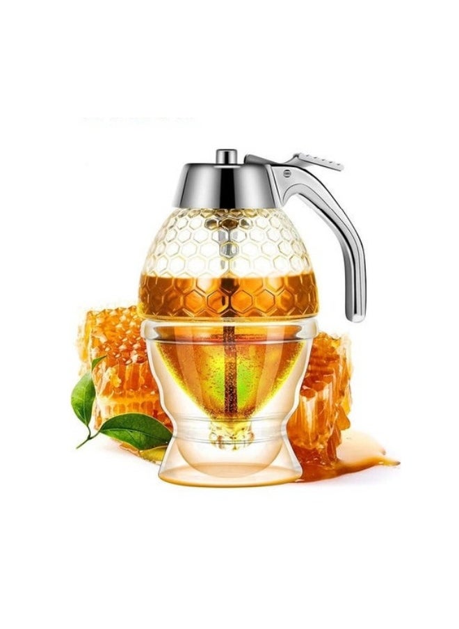 MIXDE - 200ML Honey Dispenser Bottle,No Drip Honey Dispenser With Stand And Honeycomb Design,,Suitable For Maple Syrup And Olive Oil Other Diluted Liquids - Image 1
