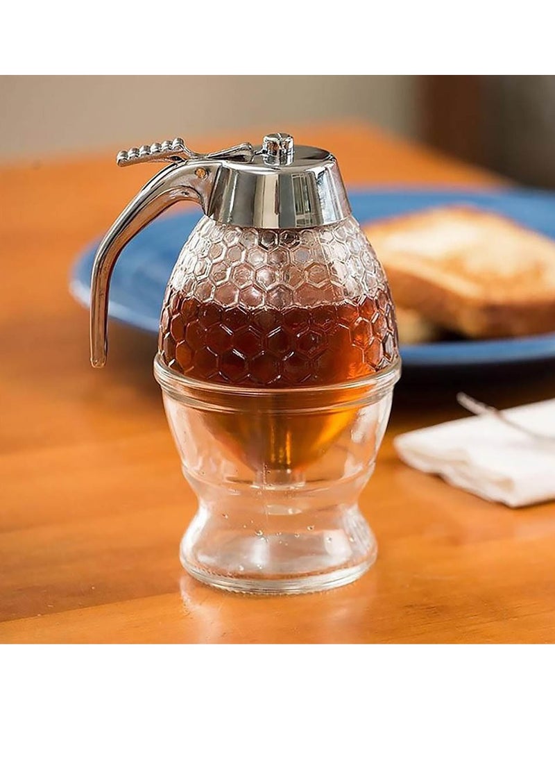 MIXDE - 200ML Honey Dispenser Bottle,No Drip Honey Dispenser With Stand And Honeycomb Design,,Suitable For Maple Syrup And Olive Oil Other Diluted Liquids - Image 1