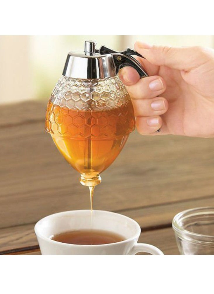 MIXDE - 200ML Honey Dispenser Bottle,No Drip Honey Dispenser With Stand And Honeycomb Design,,Suitable For Maple Syrup And Olive Oil Other Diluted Liquids - Image 1