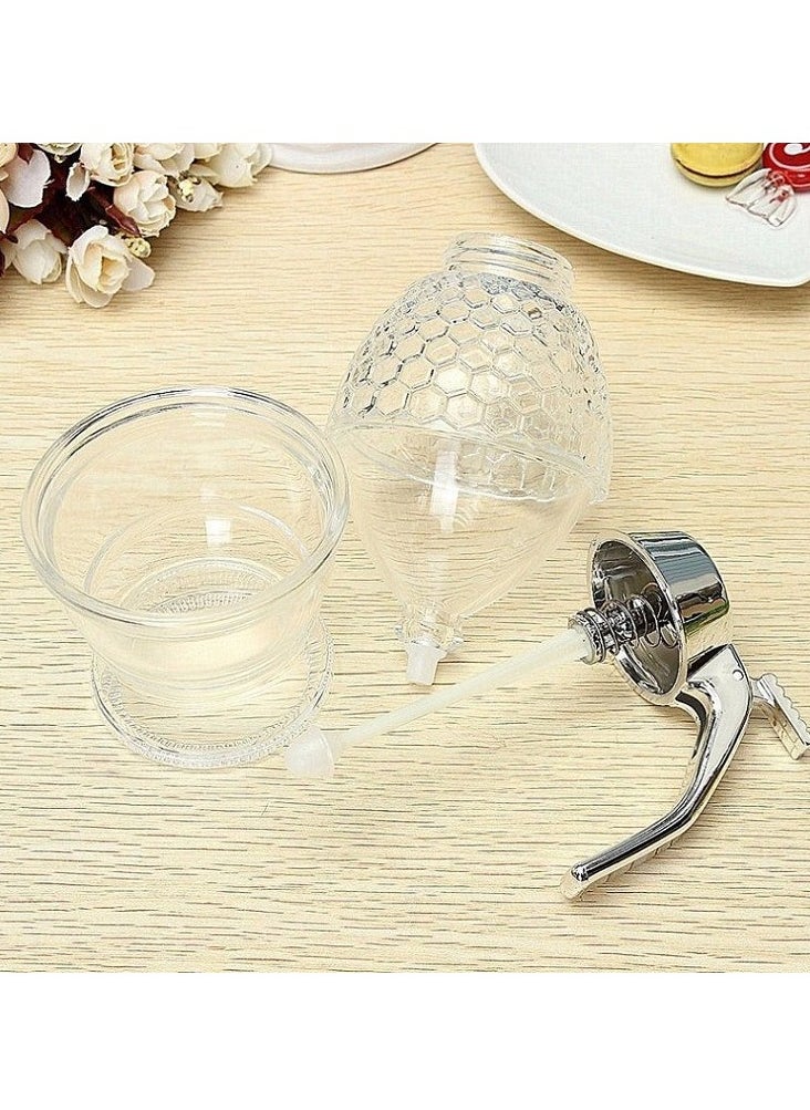 MIXDE - 200ML Honey Dispenser Bottle,No Drip Honey Dispenser With Stand And Honeycomb Design,,Suitable For Maple Syrup And Olive Oil Other Diluted Liquids - Image 1