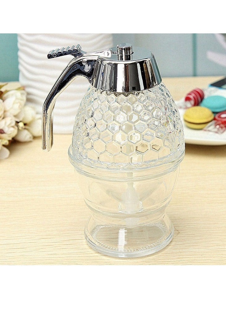 MIXDE - 200ML Honey Dispenser Bottle,No Drip Honey Dispenser With Stand And Honeycomb Design,,Suitable For Maple Syrup And Olive Oil Other Diluted Liquids - Image 1