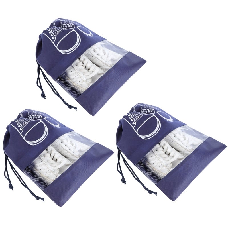 Portable Shoes Bag: Non-Woven Fabric Dustproof & Moistureproof - With PVC Transparent Window Drawstring Shoe Pouch for Family Storage & Travel Use - Image 5