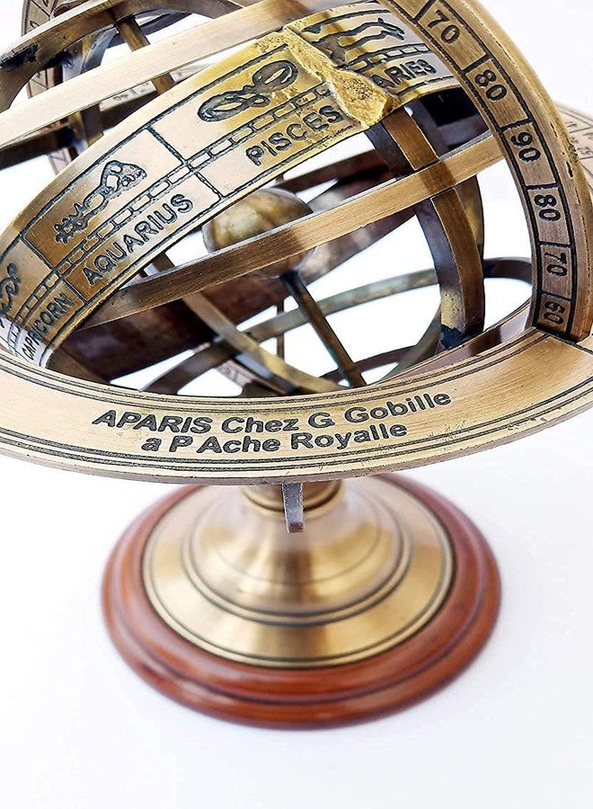 NORVILLE® Vintage Antique Brass Globe Armillary (Rashi) Sphere Astrolabe Nautical Tabletop Globe for Home & Office Decoration Best Gifts By Venus mart - Image 2