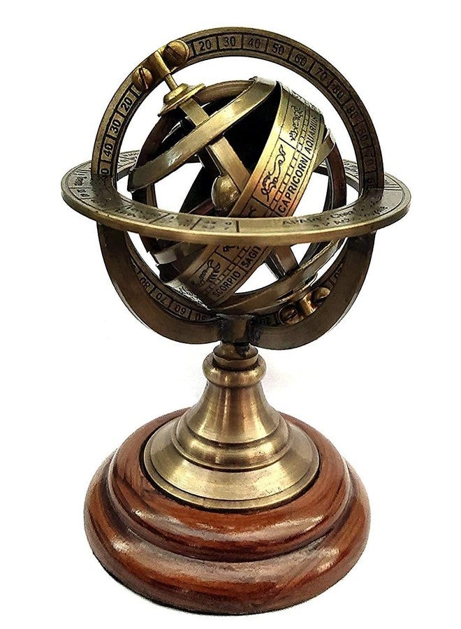 NORVILLE® Vintage Antique Brass Globe Armillary (Rashi) Sphere Astrolabe Nautical Tabletop Globe for Home & Office Decoration Best Gifts By Venus mart - Image 1