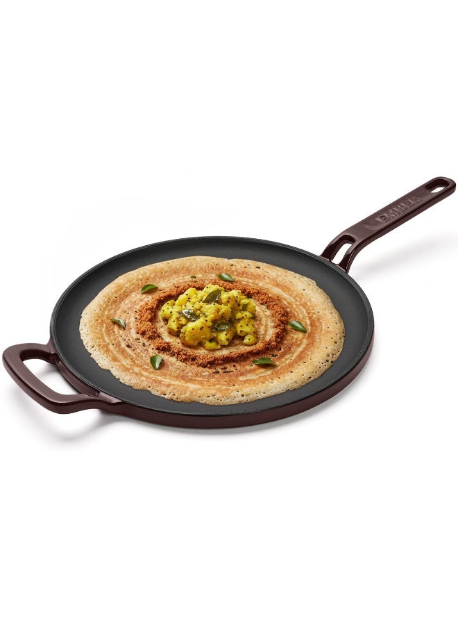 Ember Cookware Ti-Enamel Cast Iron Tawa for Dosa 27 cm | Non Stick Induction Cookware | 10 Year Warranty | Cast Iron Tawa for Roti & Dosa | Non Stick Dosa Tawa | Cast Iron Cookware | Wine - Image 3