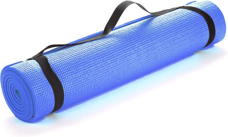 Mind Reader YOGAPVC-PUR All Purpose Extra Thick Yoga Fitness & Exercise Mats with Carrying Strap, High Density Anti-Tear - Image 1