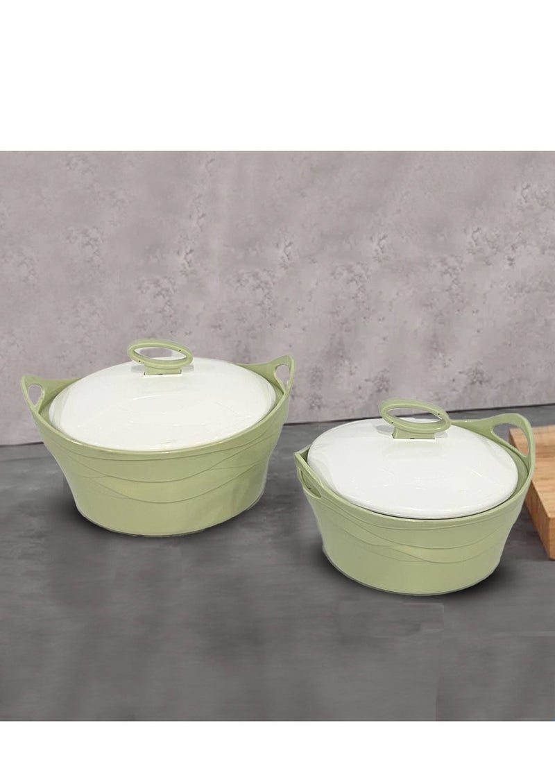 BASURRAH 3-Piece Thermal Food Container Set - Green - Made in India - 2.5L + 1.5L + 1.0L - Stainless Steel Inner - Image 4