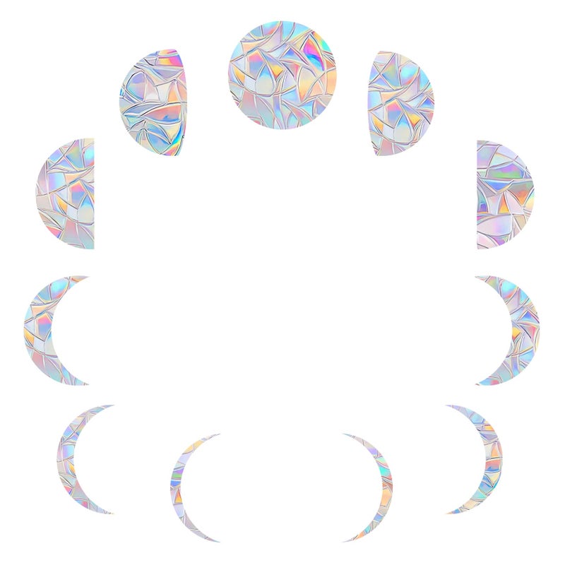 11 Pieces Moon Phase Window Decals for Bird Strike Prevention  Reusable Rainbow Suncatcher Clings to Save Birds NonAdhesive AntiCollision Stickers Easy Remove No Residue