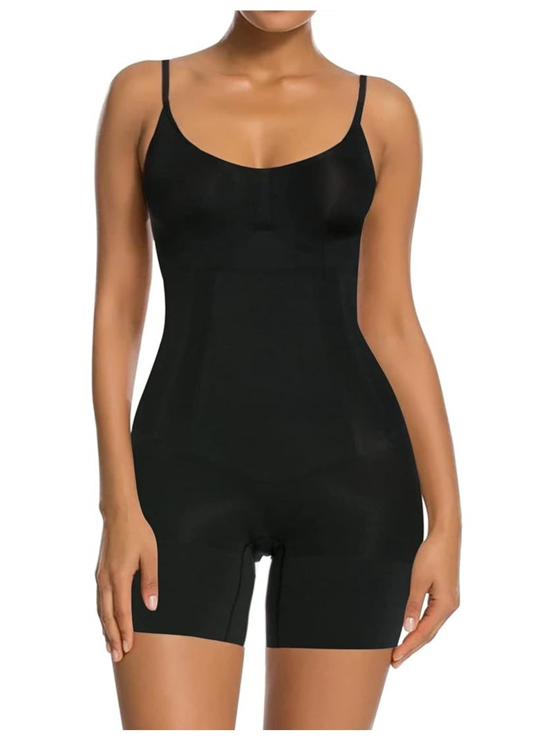 4basix Full Body Shaper Seamless Women Bodysuit Slimming Waist Trainer Shapewear Chest Enhancing Tummy Control Black - Image 1