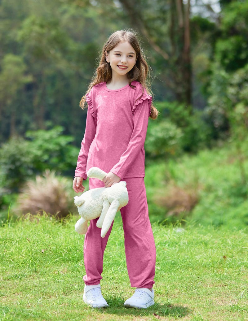 Yekaty Size 7 Girls Clothes Ruffled Long Sleeve Tops and Elastic Waistband Pants Sets Fall Outfits for School - Image 4