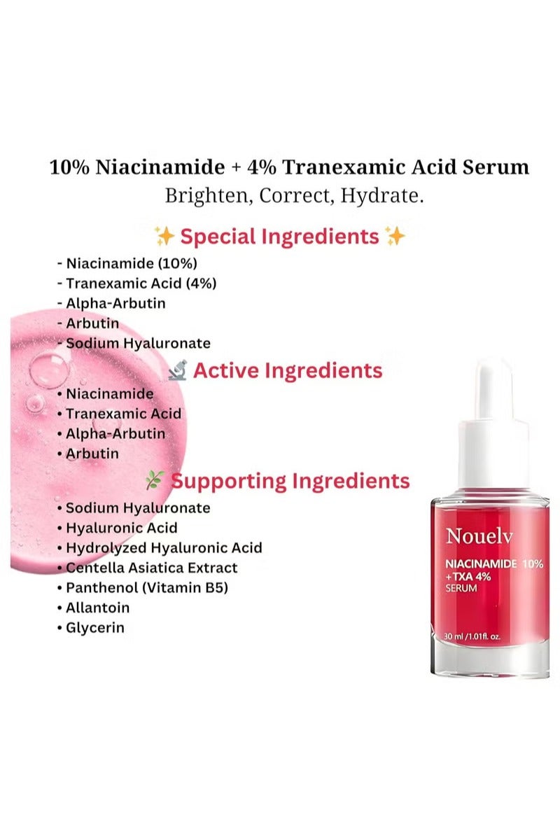 Nouelv 10% Niacinamide Serum + 4% Tranexamic Acid Serum – Brightening & Dark Spot Corrector | Pore Minimizer & Oil Control | Niacinamide for Hyperpigmentation & Even Skin Tone (30mL / 1.01 fl.oz.) - Image 4