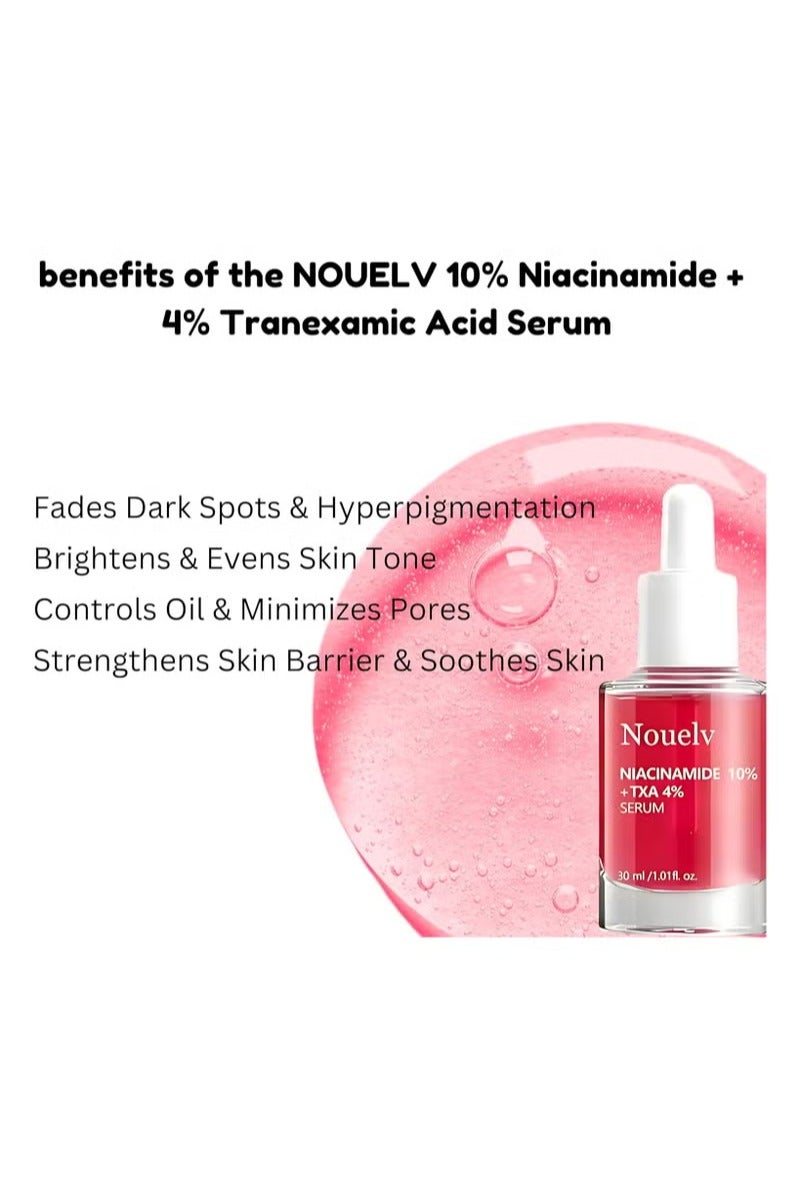 Nouelv 10% Niacinamide Serum + 4% Tranexamic Acid Serum – Brightening & Dark Spot Corrector | Pore Minimizer & Oil Control | Niacinamide for Hyperpigmentation & Even Skin Tone (30mL / 1.01 fl.oz.) - Image 5