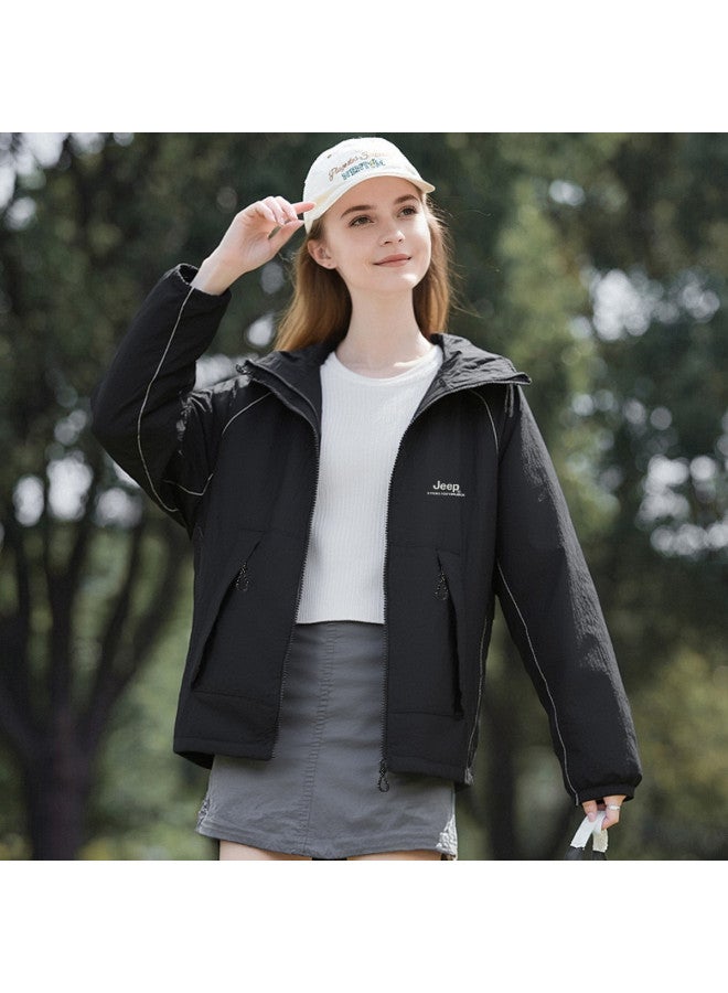 جيب 【UPF50+】 سترة حماية من الشمس خفيفة الوزن للنساء - سترة صيفية قابلة للتنفس مع قلنسوة واقية من الأشعة فوق البنفسجية لتغطية الجسم في الهواء الطلق - Image 2