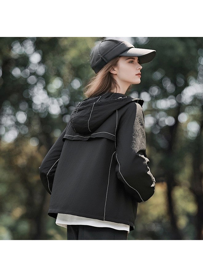 جيب 【UPF50+】 سترة حماية من الشمس خفيفة الوزن للنساء - سترة صيفية قابلة للتنفس مع قلنسوة واقية من الأشعة فوق البنفسجية لتغطية الجسم في الهواء الطلق - Image 4