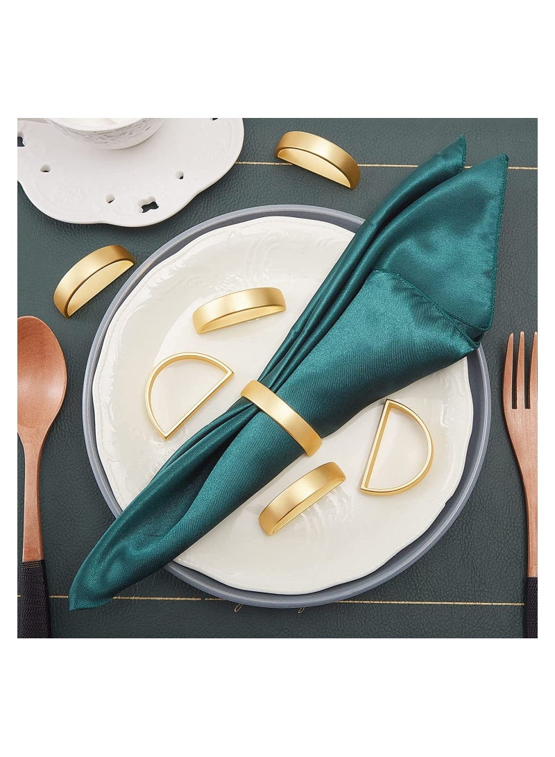 Napkin Rings, 10Pcs Gold Stainless Steel Napkin Ring Holders, Modern Design Ring Holder Metal Semicircle Serviette Buckles Metallic Adornment, for Table Settings Kitchen Dinner Party Wedding - Image 5
