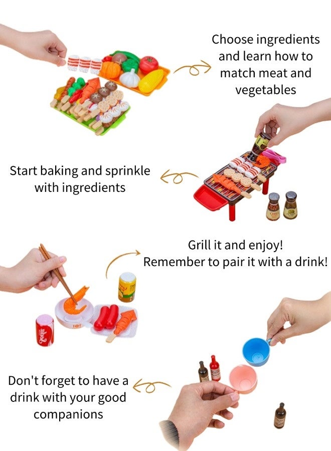 Vixplorn Children's pretend play toys, children's simulated kitchen, kitchen and food toys, children's barbecue simulator, built-in 109 random food simulations, with lights and sound effects, children's role-playing toys. - Image 5