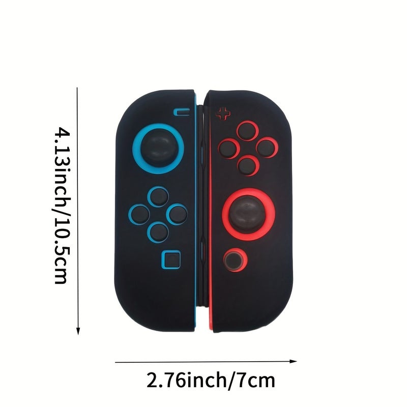 Left Green Right Blue Thick Grip Silicone Protective Case Cover For Switch Controller With 4 Joystick Caps And Durable Base - Image 3