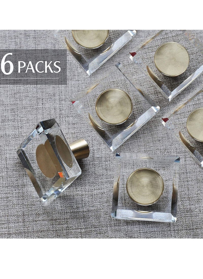 Generic Glass Crystal Knobs, Cabinet Knobs and Pulls, Oval Crystal Knobs for Dresser Drawers, Brass Drawer Pull Cabinet Handle Gold Furniture Hardware for Dresser Kitchen 6 Pack  - Image 2