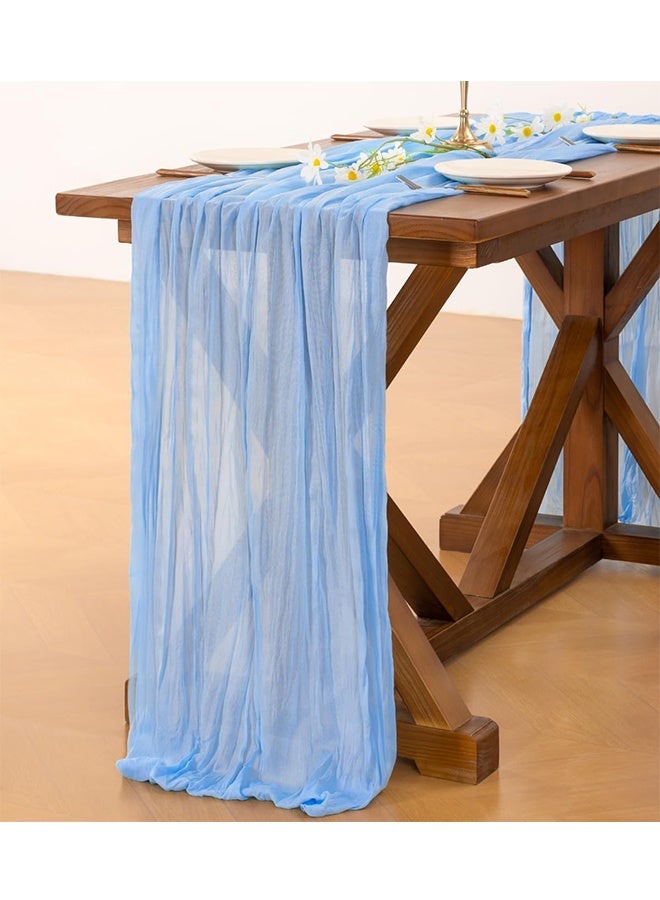 NAKODU Cheesecloth Table Runner Gauze Rustic Cheese Cloth Spring Table Runner for Wedding Baby Bridal Shower Birthday Party Long Sheer Boho Home Decorations, 35.4*118 Inch - Image 4