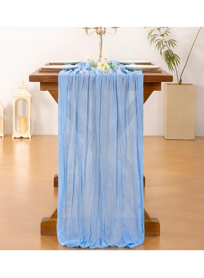 NAKODU Cheesecloth Table Runner Gauze Rustic Cheese Cloth Spring Table Runner for Wedding Baby Bridal Shower Birthday Party Long Sheer Boho Home Decorations, 35.4*118 Inch - Image 3