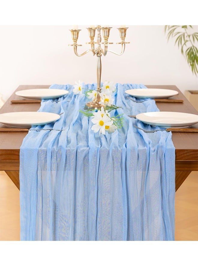 NAKODU Cheesecloth Table Runner Gauze Rustic Cheese Cloth Spring Table Runner for Wedding Baby Bridal Shower Birthday Party Long Sheer Boho Home Decorations, 35.4*118 Inch - Image 5