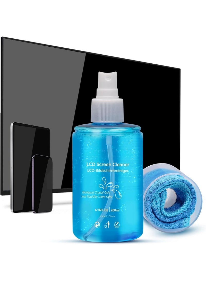 كريستال مجموعة تنظيف شاشات فاخرة | أجهزة التلفزيون، والحواسيب، والهواتف، والأجهزة اللوحية مع قطعة قماش من الألياف الدقيقة سعة 200 مل - Image 1