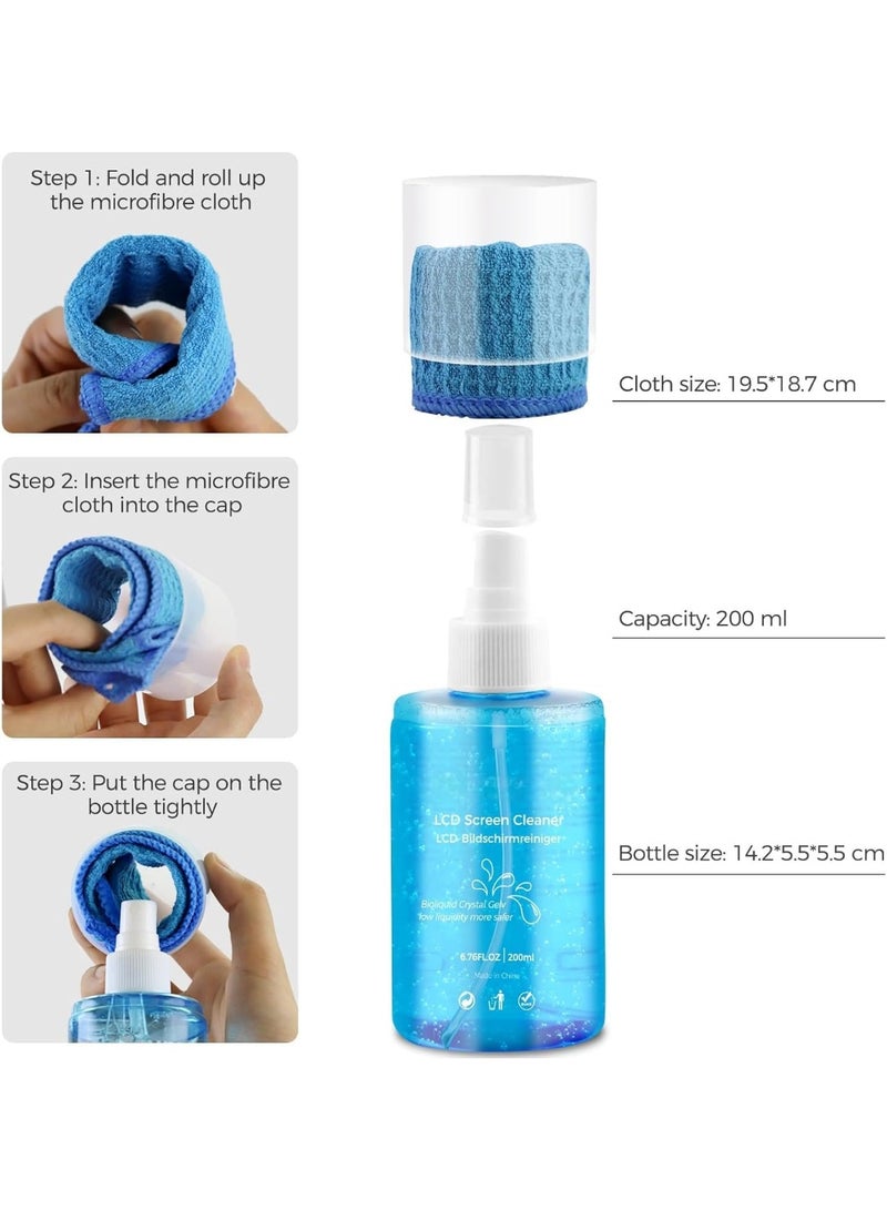 كريستال مجموعة تنظيف شاشات فاخرة | أجهزة التلفزيون، والحواسيب، والهواتف، والأجهزة اللوحية مع قطعة قماش من الألياف الدقيقة سعة 200 مل - Image 2