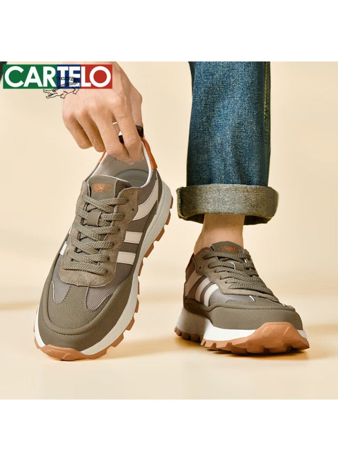 Cartelo Men'S Casual Shoes Breathable Fashion All-Match Travel Shoes Men'S Running Sports Shoes Qh8036 Army Green 43