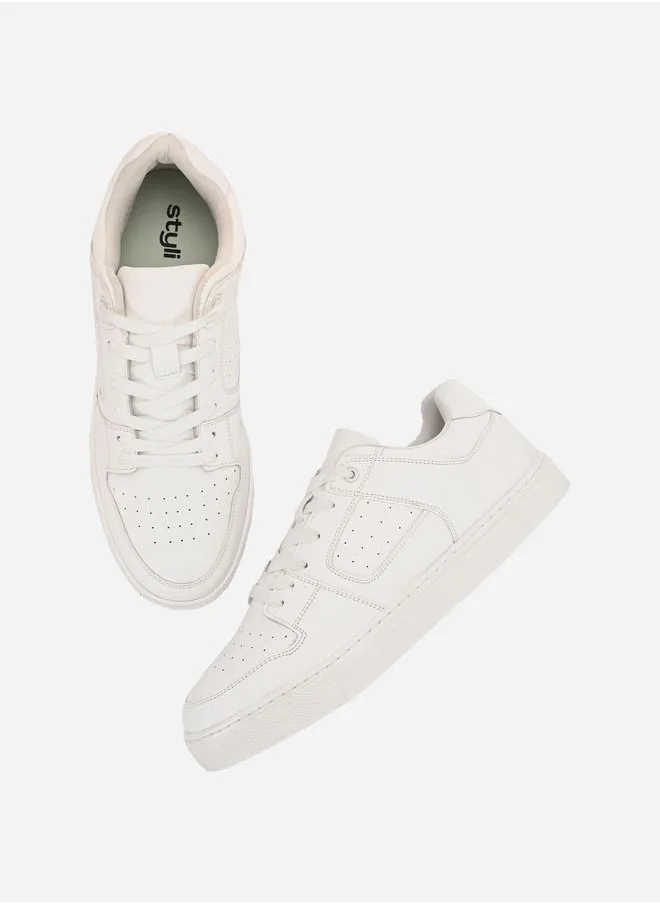 Styli Platform Sole Lace Up Court Sneakers