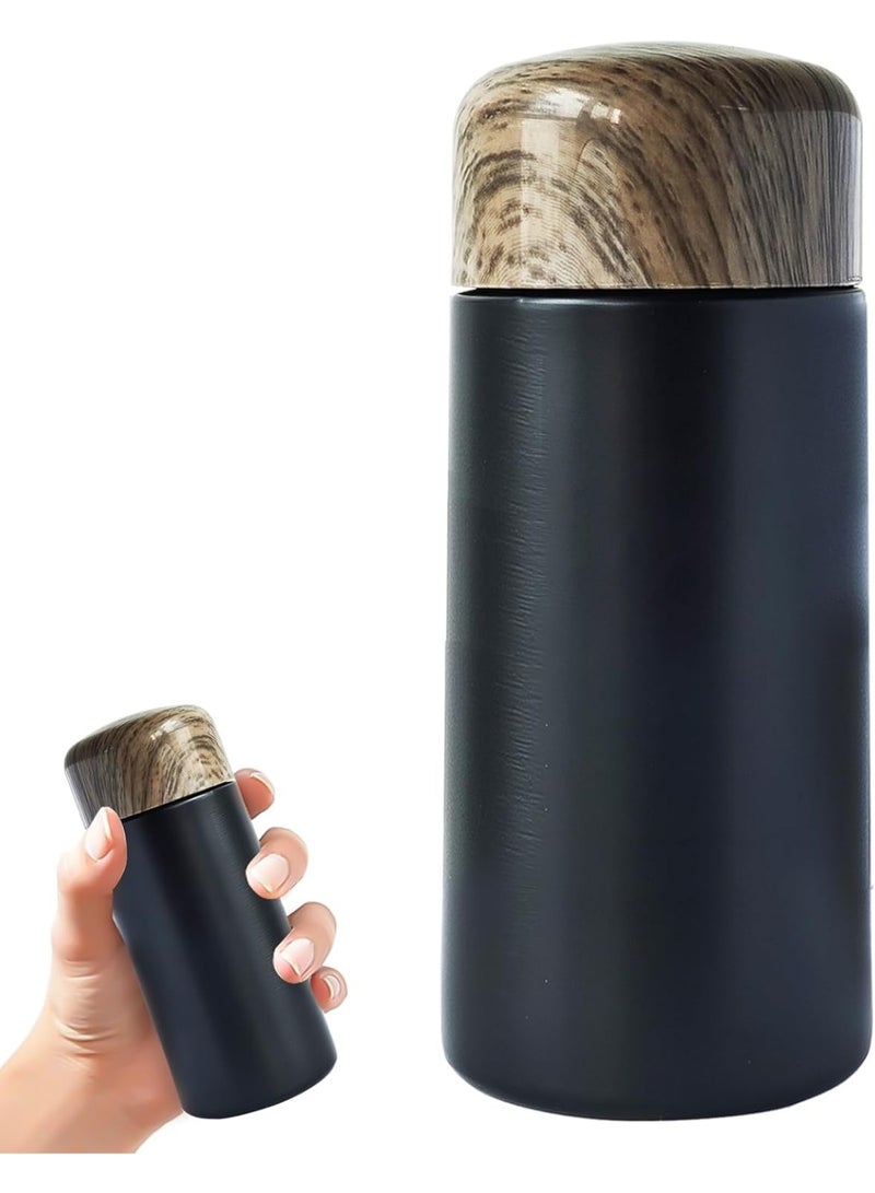 150ml Stainless Steel Coffee Thermos with Wood-Style Lid – Hot & Cold Insulation