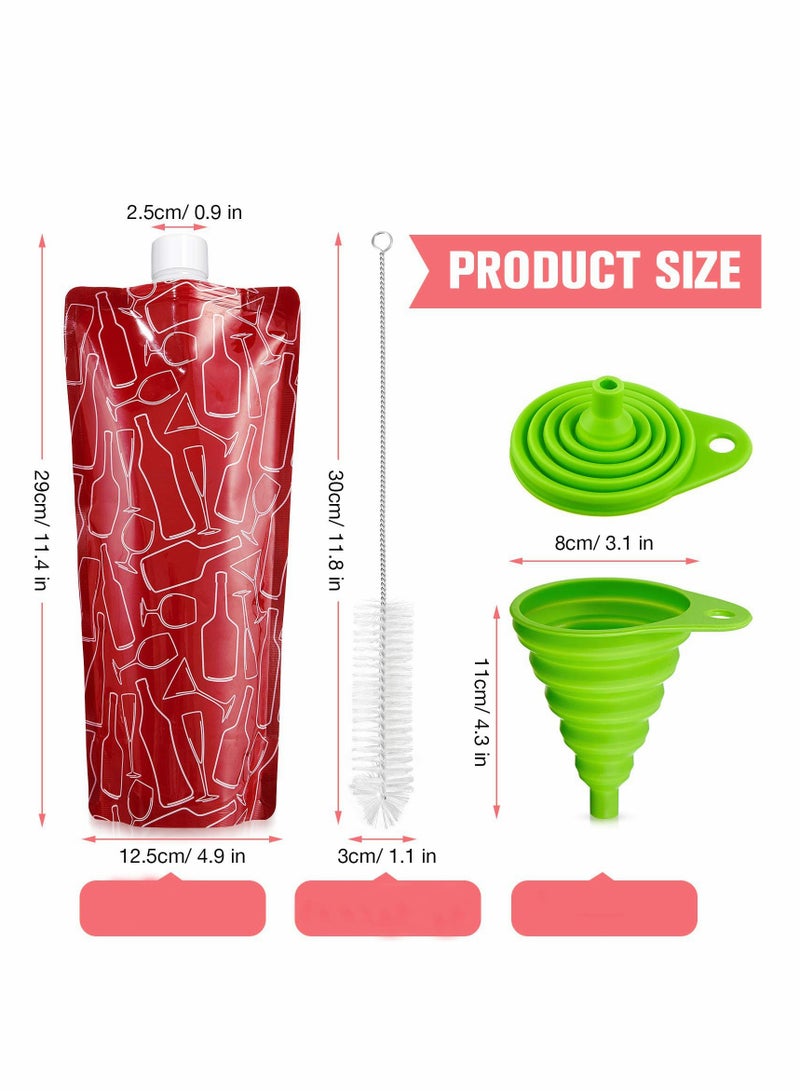 SOLARAE Foldable Plastic Beverage Bag Plastic Travel Pouches Bottle Pouches with Collapsible Funnel and Bottle Cleaning Brush for Beverages Travel Party Home Kitchen 12 Pieces - Image 4