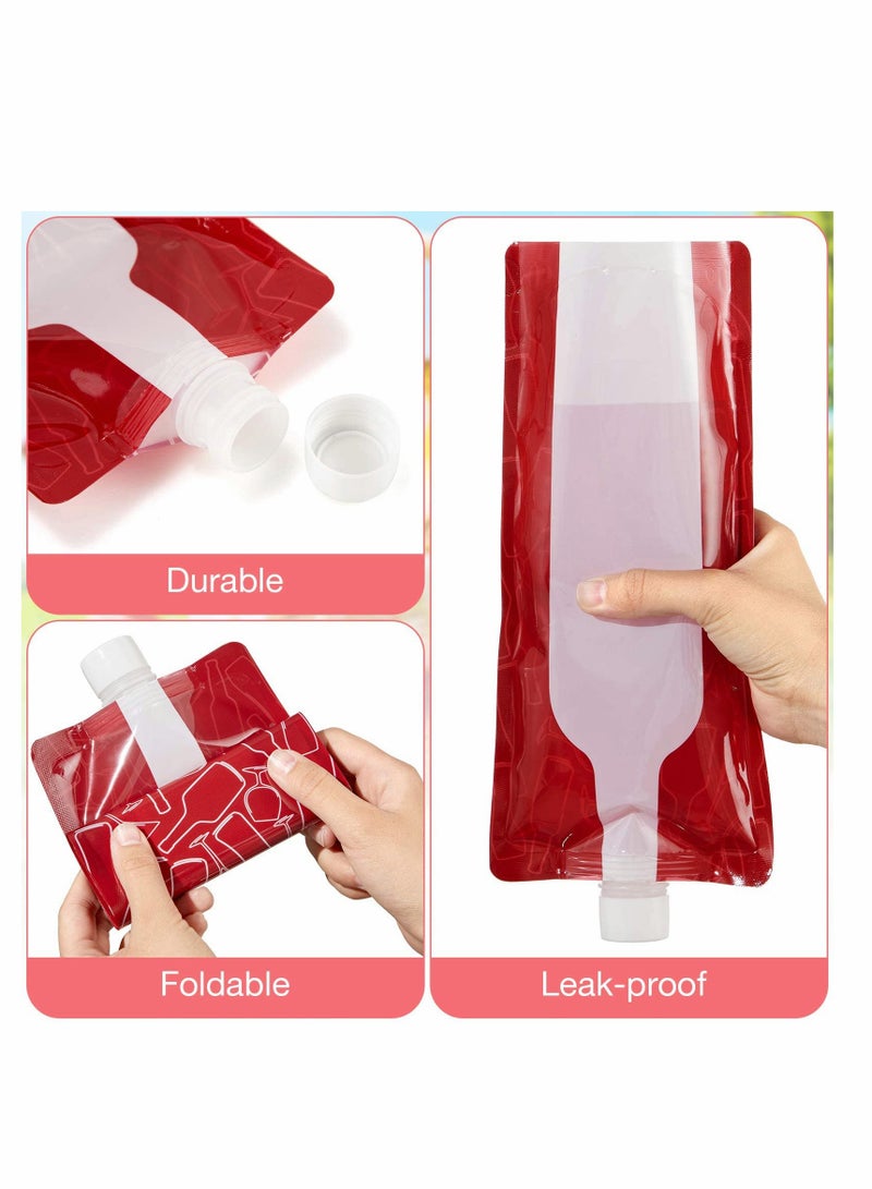 SOLARAE Foldable Plastic Beverage Bag Plastic Travel Pouches Bottle Pouches with Collapsible Funnel and Bottle Cleaning Brush for Beverages Travel Party Home Kitchen 12 Pieces - Image 3
