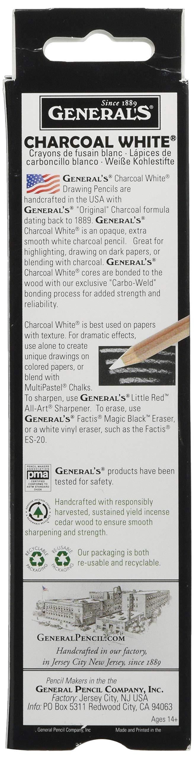 General's Charcoal White Pencils - Image 2