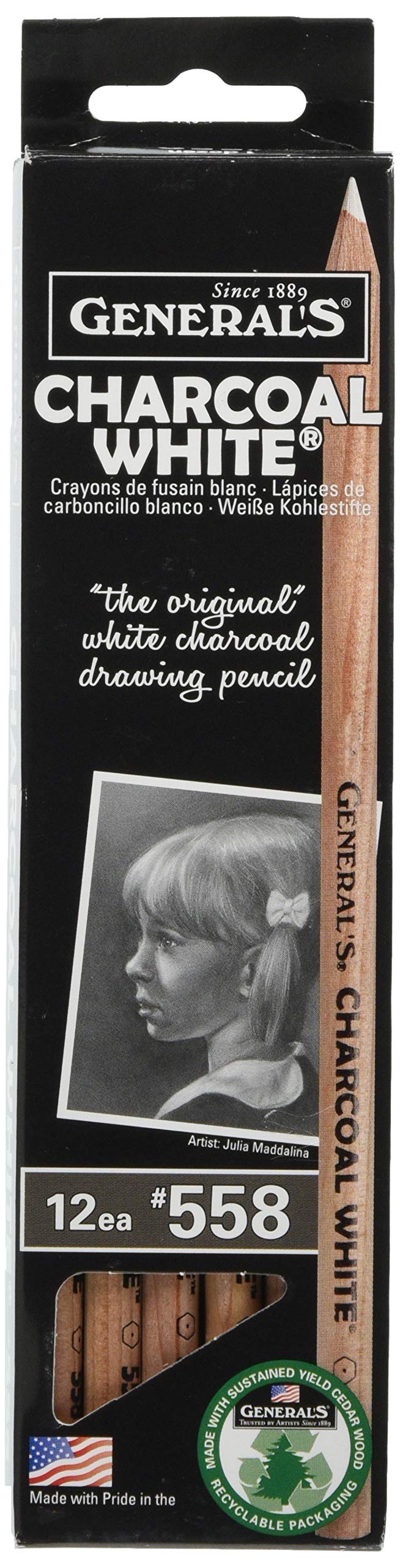 General's Charcoal White Pencils - Image 1