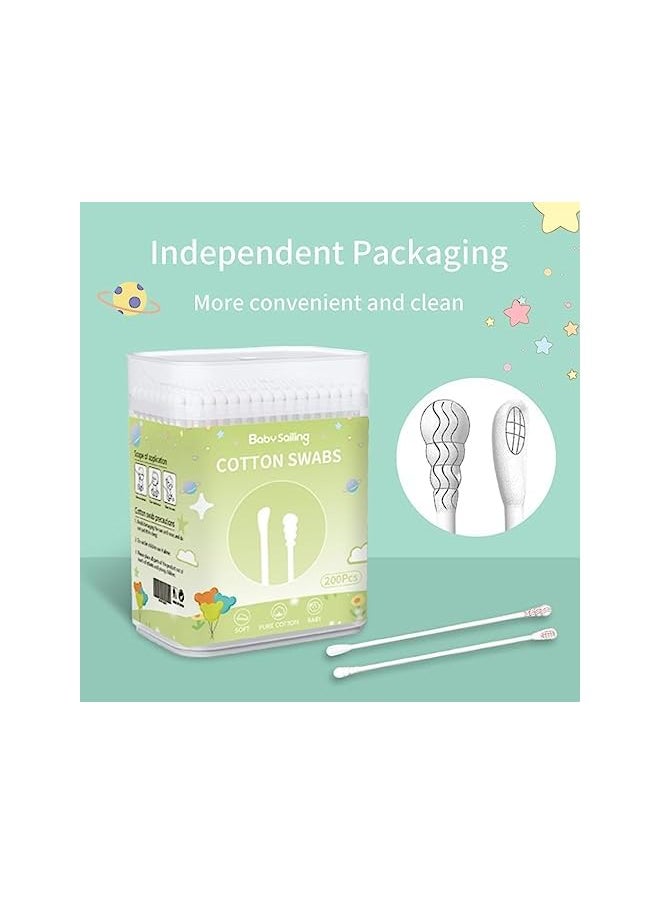 DMG TECH - Cotton Swabs Cotton Buds For Baby Ear Nose Clean Cotton Swab Ear Children Safety Cotton Buds Travel Makeup Cotton Swabs 400 Pcs Count Double Tipped Cotton Swabs - Image 1