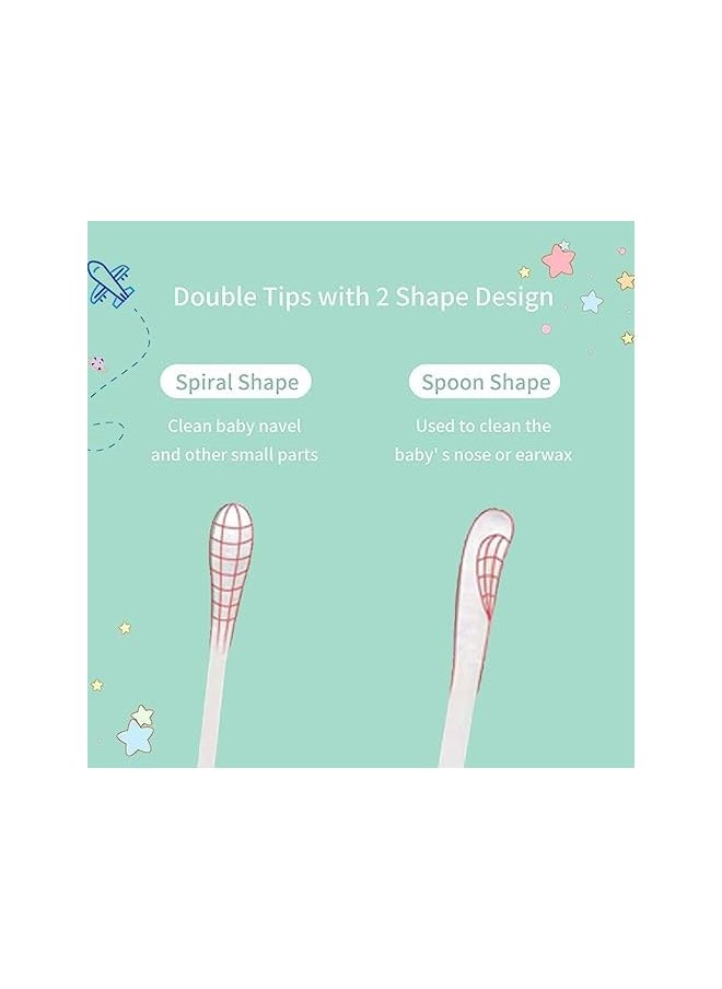 DMG TECH - Cotton Swabs Cotton Buds For Baby Ear Nose Clean Cotton Swab Ear Children Safety Cotton Buds Travel Makeup Cotton Swabs 400 Pcs Count Double Tipped Cotton Swabs - Image 1