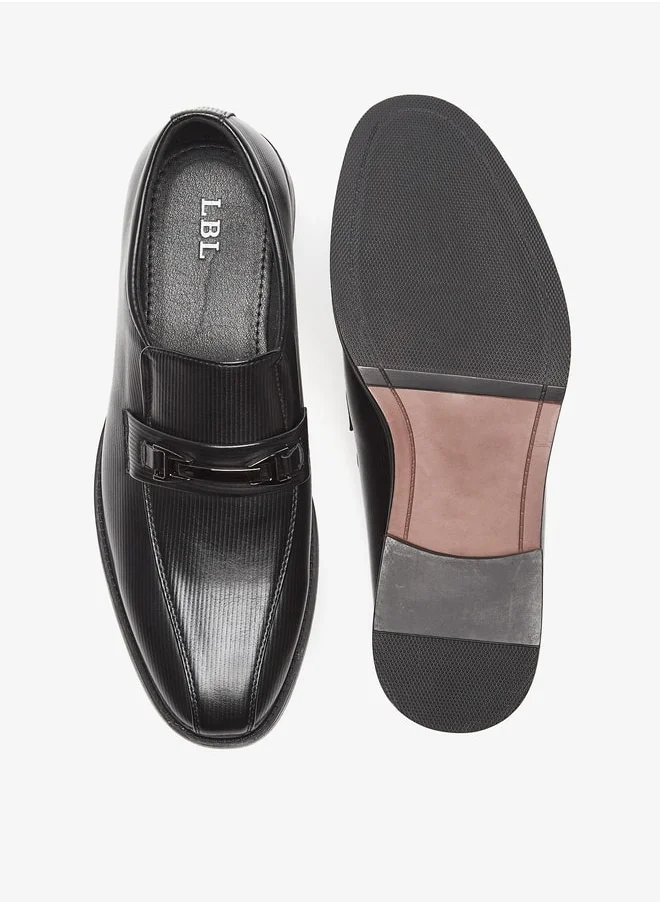 ال بي ال من شو اكسبرس Men's Textured Slip-On Loafers with Metal Accent